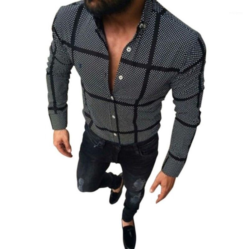 

Men Fashion Casual Long Sleeved Printed Shirt Slim Fit Male Social Business Dress Shirts Brand For Soft Comfortable Men's