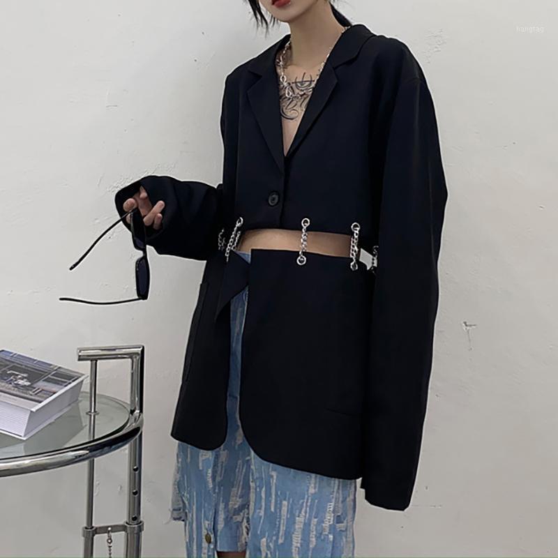 

Rock Sexy Blazer Jacket Crop Top Informal Manteau Women Jackets Black Office Patchwork Cropped Veste Femme Suits BY50XZ