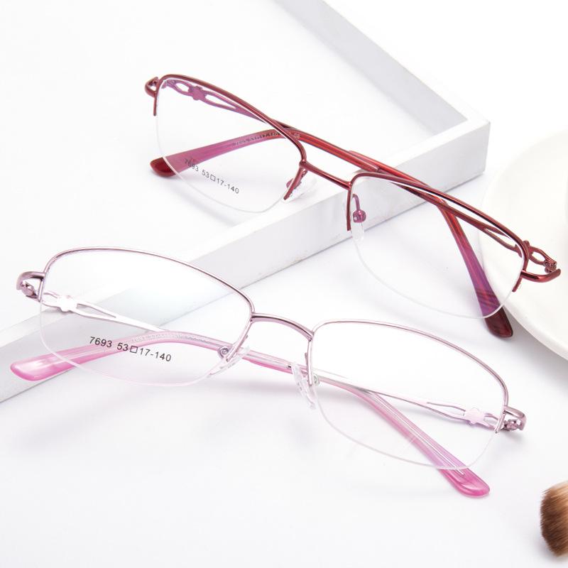 

Fashion Sunglasses Frames Woman Half Frame Glasses Eye Super Light Casual Optical Metal Prescription 693