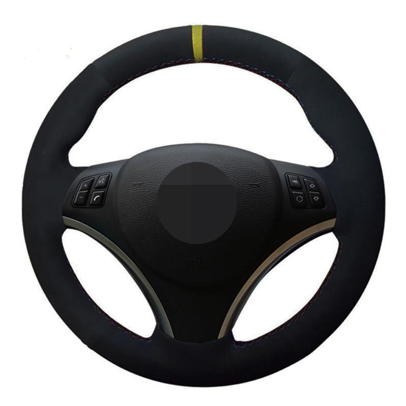 

Steering Wheel Covers Car Cover DIY Hand-stitched Black Soft Suede For E90 E91 E92 E93 E87 E81 E82 E88 X1 E84 AccessoriesSteering CoversStee