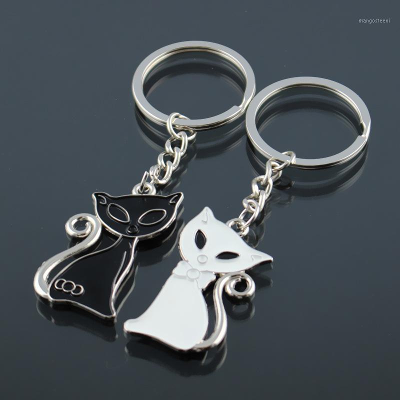 

1 Pair Couple Cats Keychain Animal Bag Pendant Car Key Chain For Women Men Friend Keyring Lovely Jewelry Child Gifts