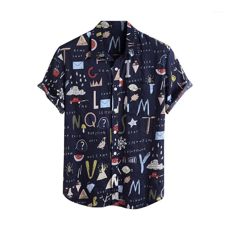 

Men' Casual Shirts Mens Summer Printing Hawaiian Shirt Men 2022 Short Sleeve Streetwear Lapel Brand Chic Button Camisa Plus Size, Navy