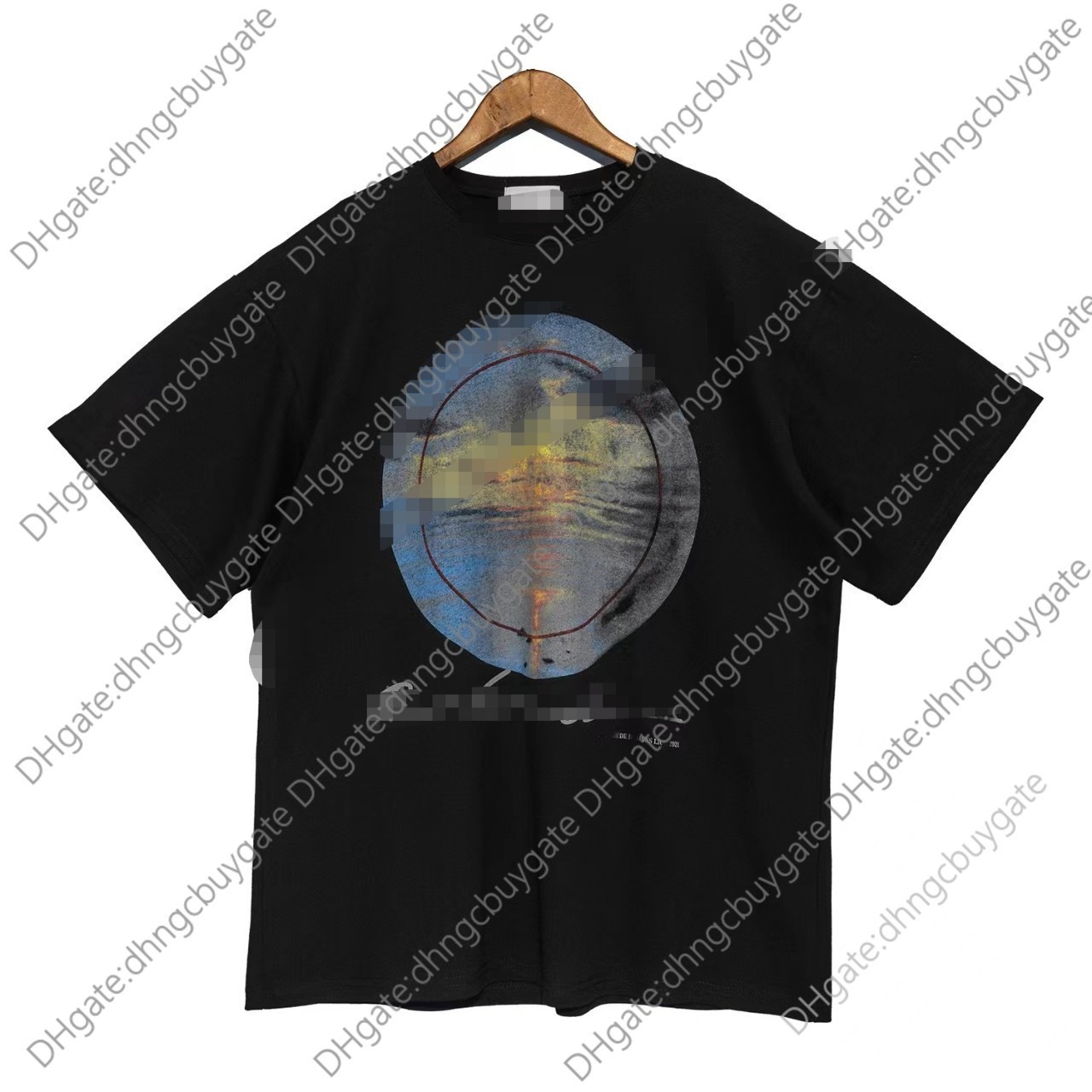 

t Shirt Designer High Street Rhude 22fw Sunset Printing Fashion Brand Men' and Women' Loose Casual Short Sleeve T-shirt t Shirt, Black