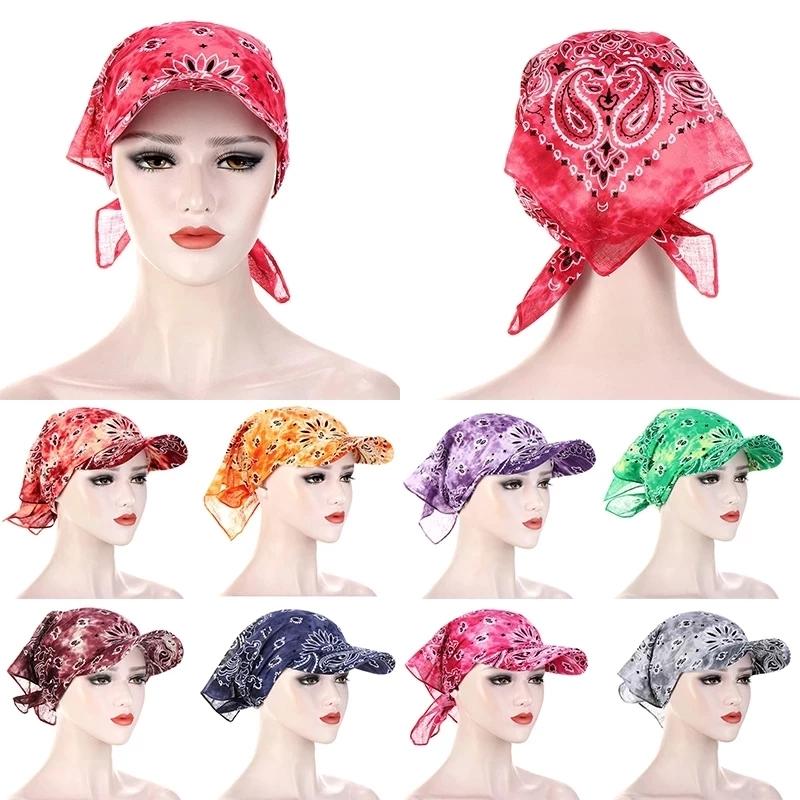 

Berets Candy Color Sun Cap Bandana Hedging Printed Women Men Hats With Brim Hooded Scarf Visor Western Style Headpiece Baseball Hat, Pink