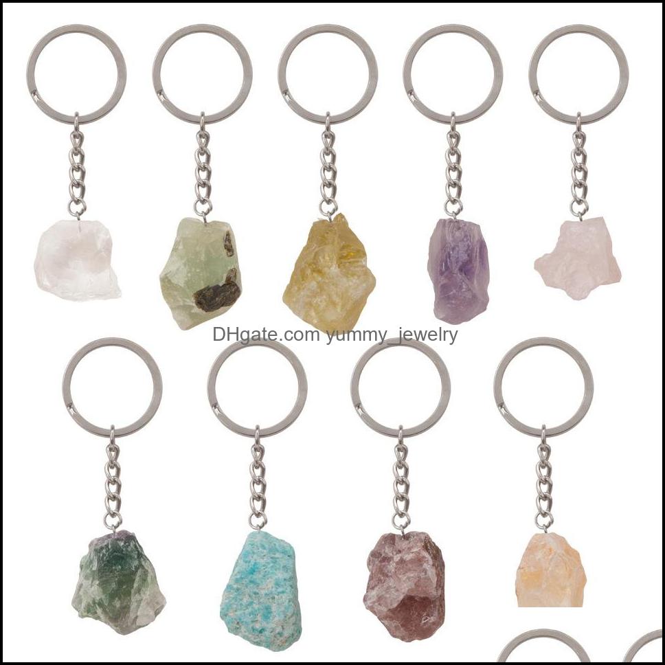 

Key Rings Jewelry Selling Natural Gemstone Pendant Keychain Men Womens Lucky 25-30Mm Jade Quartz Amethyst Car Keyring Drop Delivery 2021 Msj
