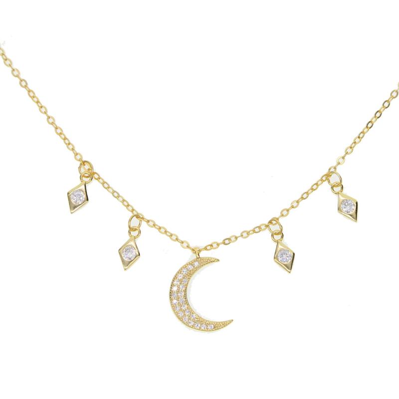 

Chains Women Necklaces & Pendants Charm Delicate Chain Moon Layer Necklace Tassel Star Statement For 925 SilverChains