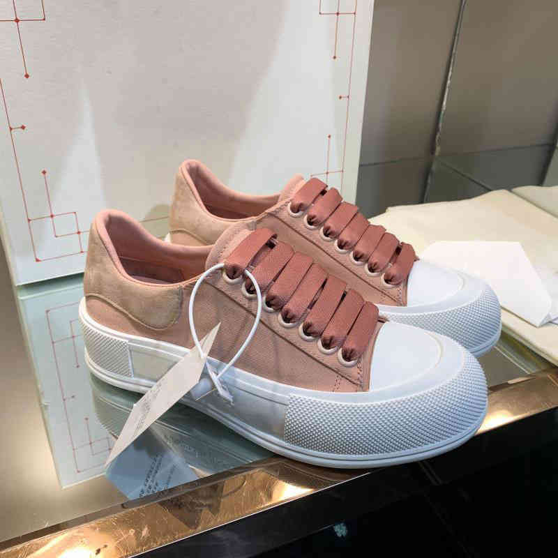 

Small White Shoes Women's Color Increased Lace Up Canvas for Men and Women Couples Set Feet Muffin with Thick Soles
