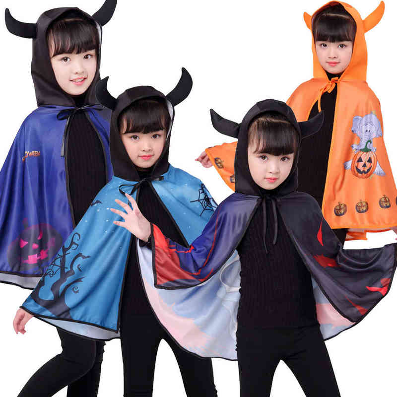 

Children Halloween Cosplay Pumpkin Cloak With Hat Comes Witch Wizard Cloak Gown Robe Chirstmas Dress Girls Performance Gifts L220715