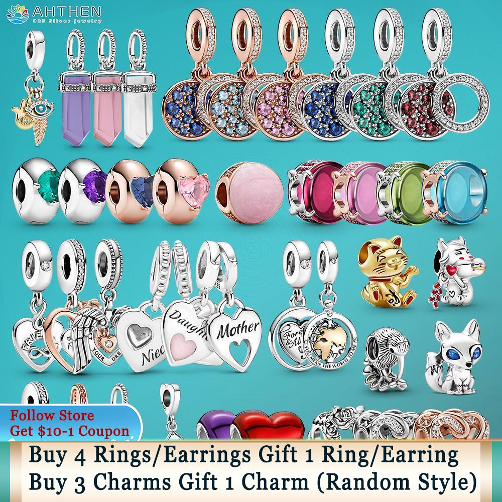 925 Sterling Silver Dangle Charm Oval Cabochon Amulet Pendant Solitaire Clip Beads Bead Fit Pandora Charms Bracelet DIY Jewelry Accessories-image-769404452