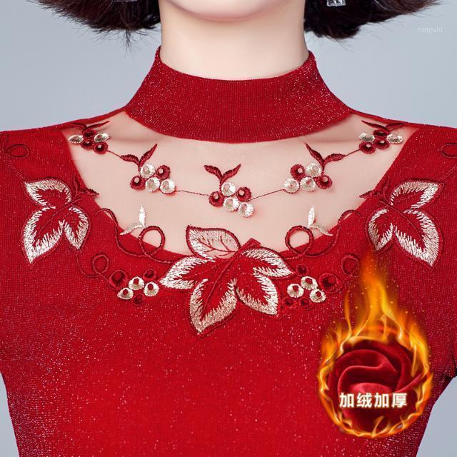 

Women's Blouses & Shirts Women 2022 Autumn Winter Lace Turtleneck Long Sleeve Shirt Top Mesh Female Clothing Ladies Casual Slim Blusas Large, Green