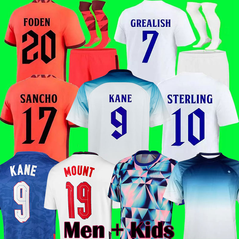 

2021 2022 QATAR World Cup ENGLAND KANE Soccer Jerseys 2023 STERLING MOUNT RASHFORD Football Shirts GREALISH 22 23 national team FODEN kids equipment kit top uniform, Kids away