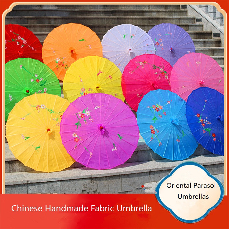 

Home Adults Chinese Handmade Fabric Umbrella Fashion Travel Candy Color Oriental Parasol Umbrellas Wedding Party Decoration Tools ZC1260, Opening about:82cm
