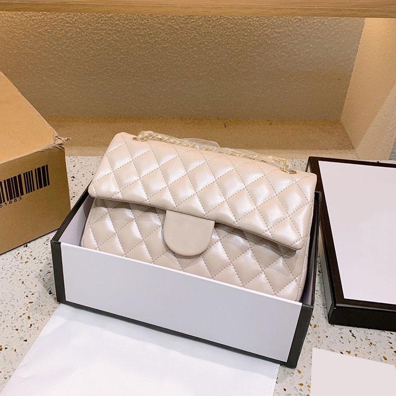 

Luxury_Handbags 26C Rainbow Pearl Shiny Rectangle Bag Metallic Calfskin Leather Classic Flap Shoulder Check Chain Dresser Variety Bags, Box