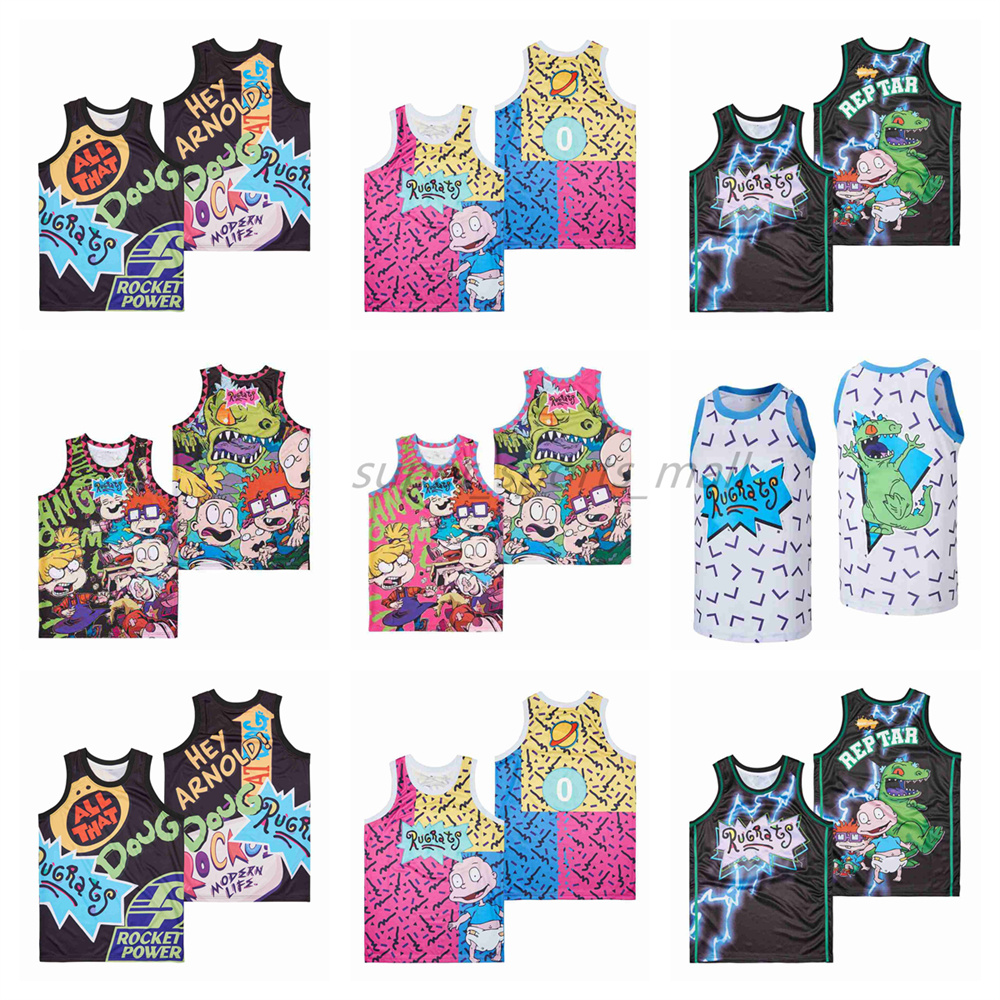 

Movie Basketball Jerseys Rugrats Reptar Jersey Blue Black Red Mens Size S-XXL, As picture