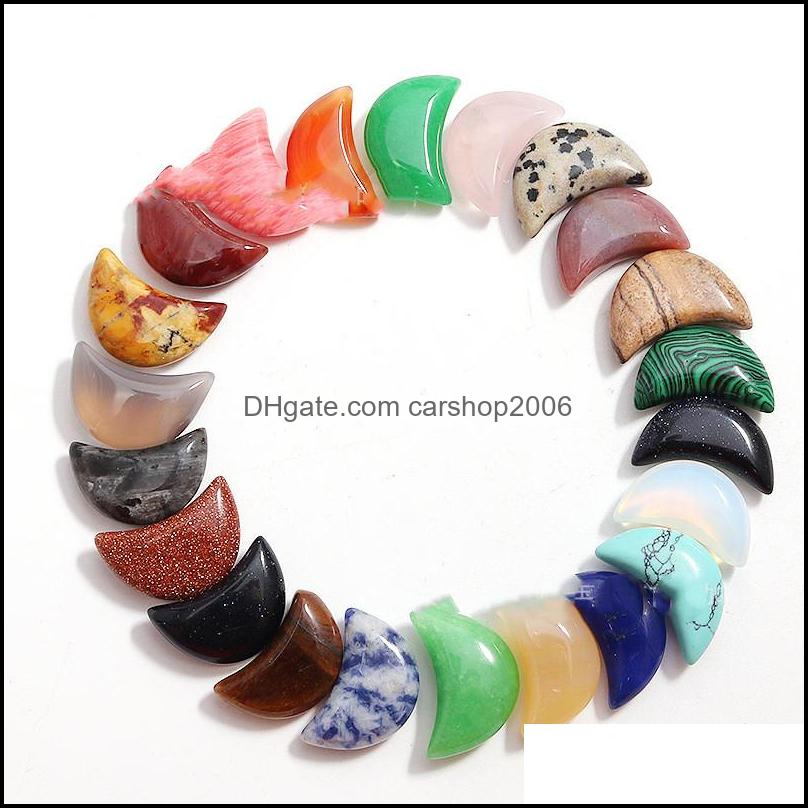 

Stone Loose Beads Jewelry Mini Moon Natural Carved Quartz Crystal Healing Reiki Mas Wand Statue Ornament Home Decor Lucky Gift Drop Delivery