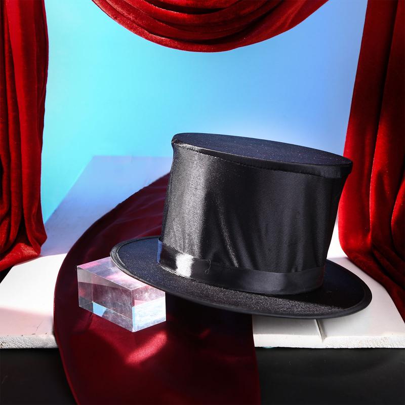 

Berets Black Folding Top Hat Spring Magic Tricks Halloween Party Costume Accessory Gimmick Caps Stage Prop Dancers Magician High HatsBerets