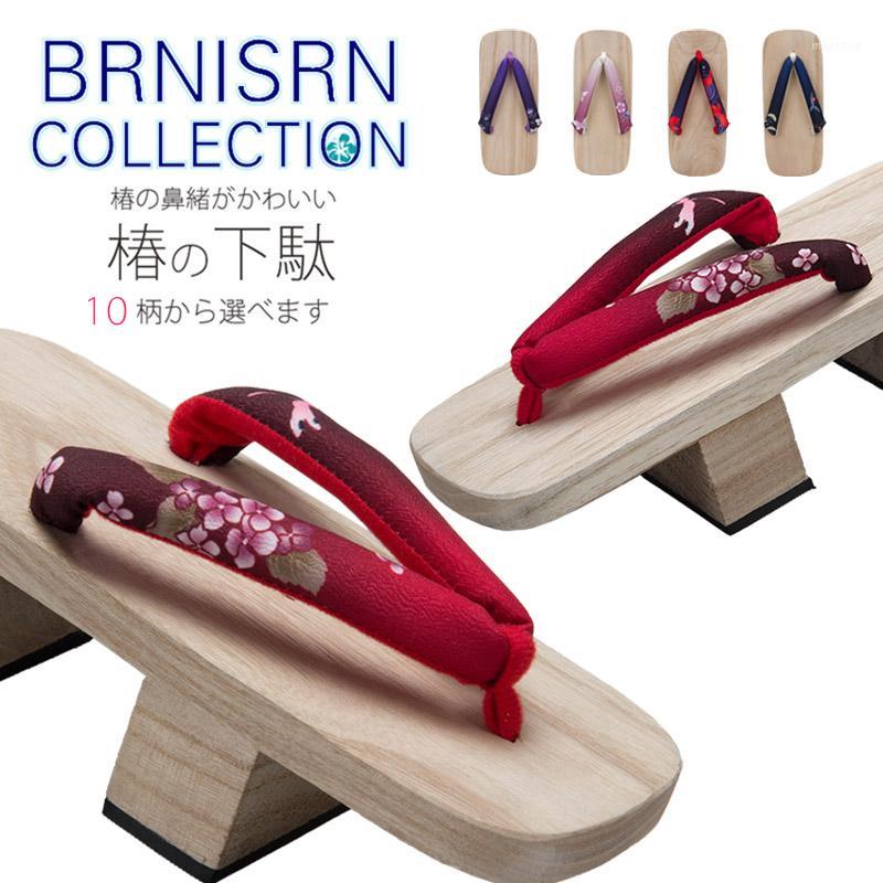 

Womens Japanese 2 Legs Wood Geta Flip Flop Sandal Footwear Cosplay 10Colors Plus Size 5.5cm Heel Height