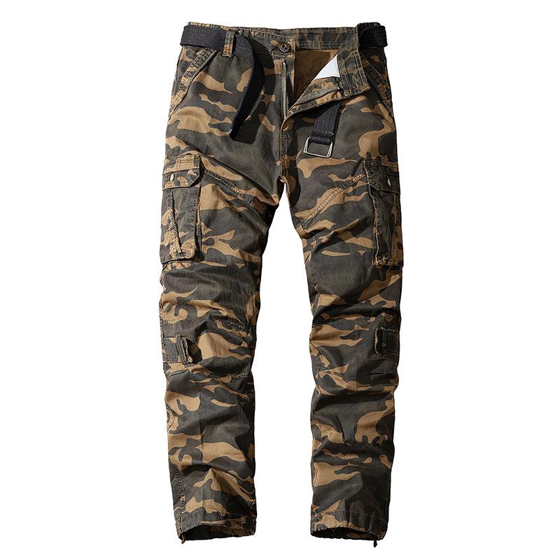

Men's Pants High Quality Army Green Casual Men Military Tactical Joggers Camouflage Cargo Multi-Pocket Fashions TrousersMen's, Khaki
