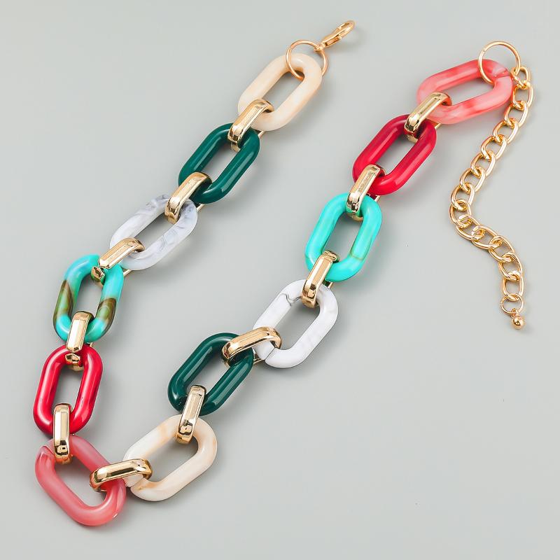 

Chokers Bohemia Acrylic Resin Thick Link Chain Necklace Women Summer Multi-color Statement Clavicle For JY-01Chokers