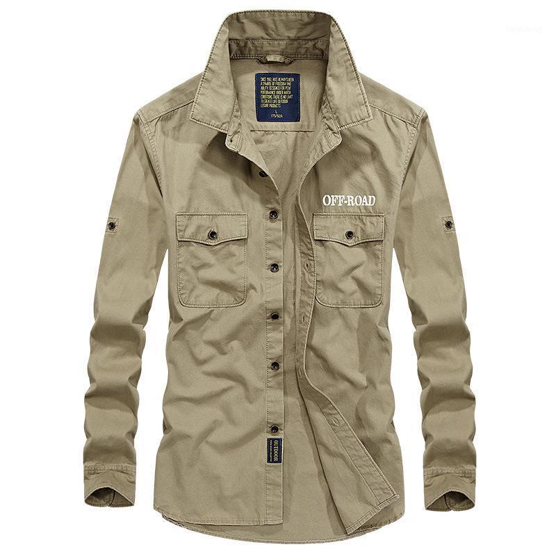 

Men's Casual Shirts Military Shirt Cotton Big Size XXXXL Men Long Sleeve Man Shellort Tops Spring Summer Male Clothing, Army green