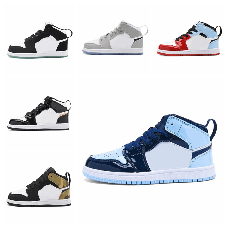 

2022 children boys and girls high quality 1s outdoor sports blue black white red platform top casual tennis kids athletic shoes unisex size 26-37 with