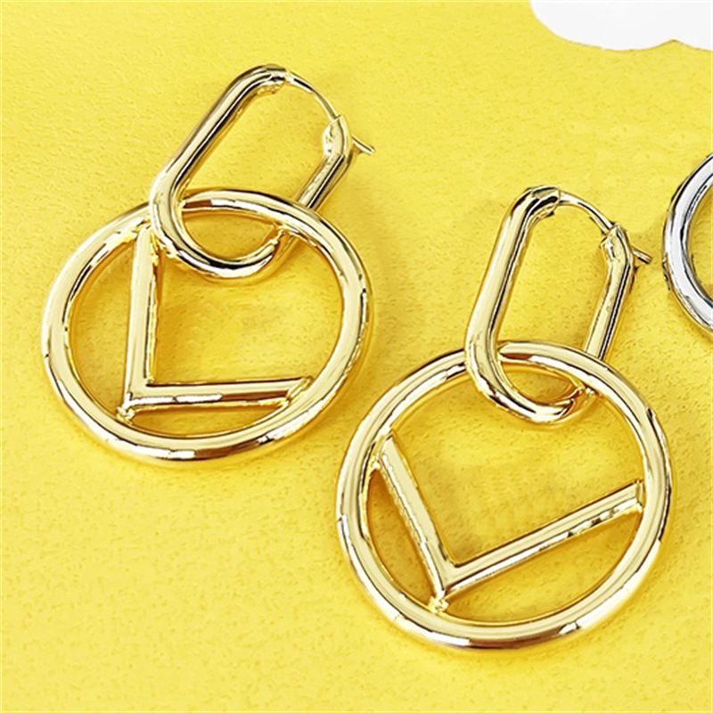 

Fashion Gold Women Large Earrings With Gift Box Luxury Designer Jewelry Pearl Circle Lady Earring High Quality