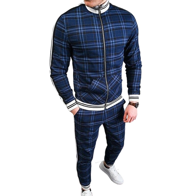 

men's Tracksuits Men's Tracksuit Fashion Plaid Man Sets Trendy Brand Casual Sportswear Spring Autumn Jacket Pants 2 Piece Set 3D PrintMe X41C#