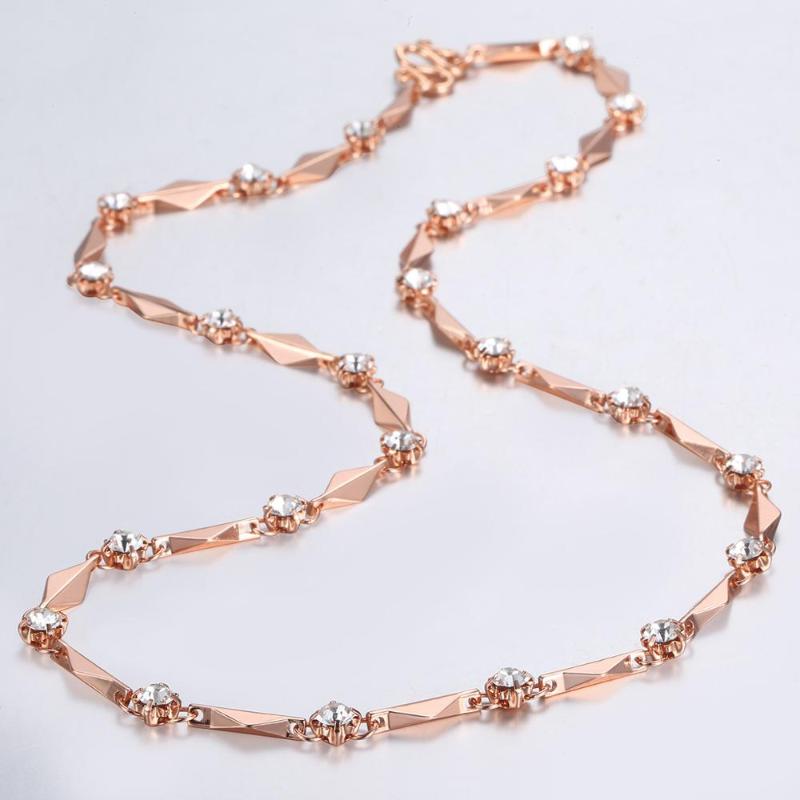 Chaînes Cubique Zircon Collier Pour Femmes Filles 585 Or Rose Lien Chaîne Colliers Femme Fête De Mariage Bijoux Saint Valentin Cadeaux GNM60Chain