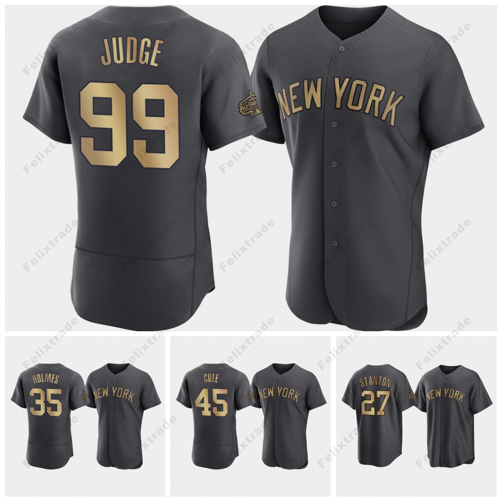 

NY 99 Aaron Judge 2022 All-Star Game Baseball jersey Anthony Rizzo Gerrit Cole Derek Jeter Gary Sanchez DJ LeMahieu Yankees Gleyber Torres Giancarlo Stanton, White cool base