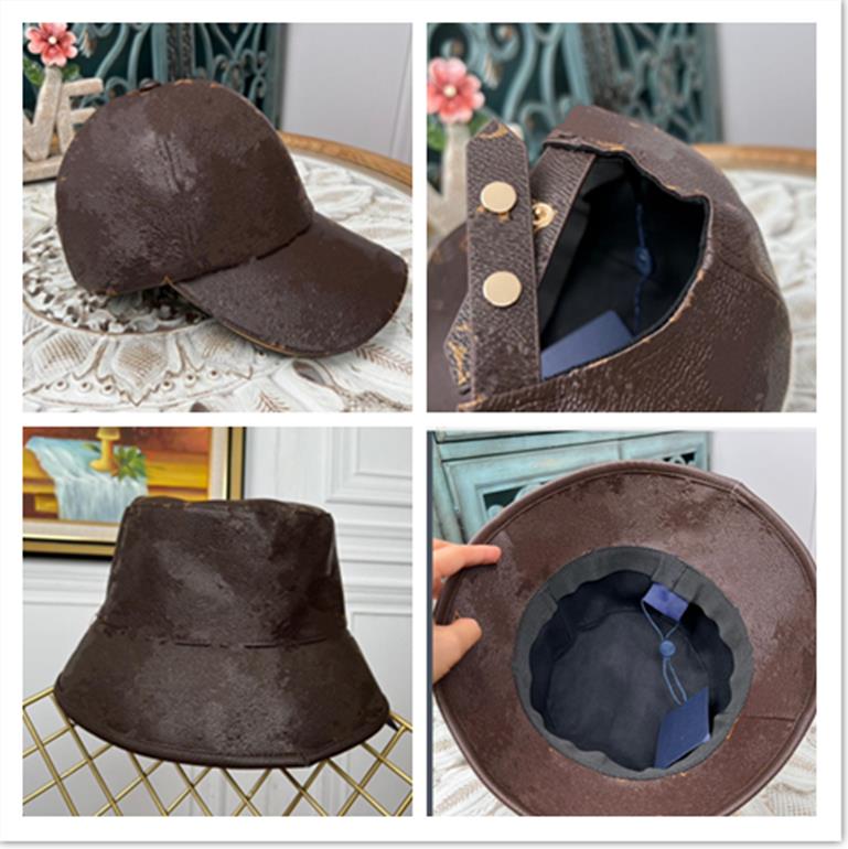 

Womens Mens Leather Bucket Hat Classic Designer Pu Leather Brown Fitted Hats Sun Prevent Bonnet Beanie Baseball Cap Snapbacks Outdoor Fishing Dress Top Quality