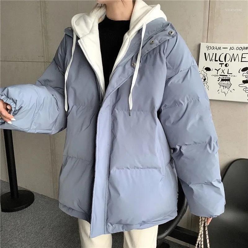 

Women' Down & Parkas Winter Fake Two Cotton Clothes Women Short Loose Thicken Ladies Jacket Bread Casual Student Coats Luci22, Blue