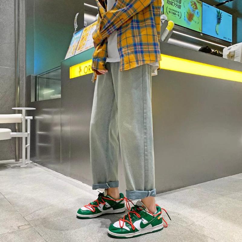 

Men' Jeans Spring And Autumn Casual In The Waist Blue Wash Cotton Elastic Loose Straight TubeMen