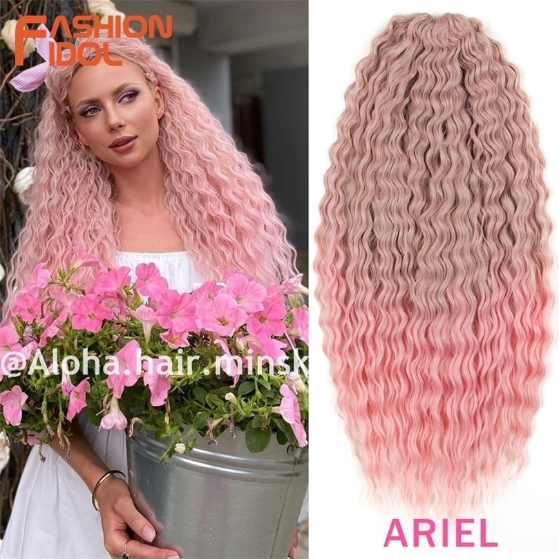 

Curl Hair Water Wave Twist Crochet Synthetic Braid Ombre Blonde Pink 22 Inch Deep Braiding Extension 220715