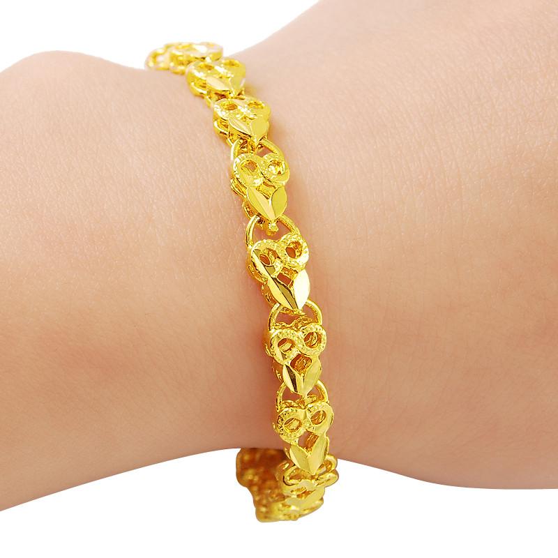 

Charm Bracelets 24k Gold Bracelet 4mm Car Flower Plated Fashion For Woman Jewelry GiftCharm