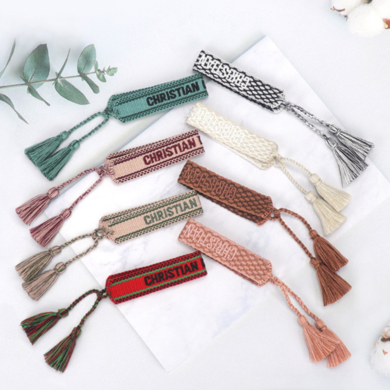 

Woven Designer Friendship Bracelet Luxury Brand d for Women Leopard Printed Rope Bracelets Embroidery Braided with Tassel Bangle Men Jewelry Code 77-95 92kv