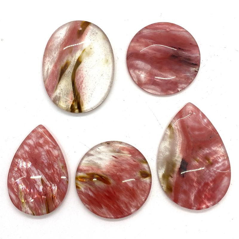 

Charms Natural Red Watermelon Stone Pendant Necklace Quartz Crystal Healing Reiki Men And Women Gifts 5pcsCharms