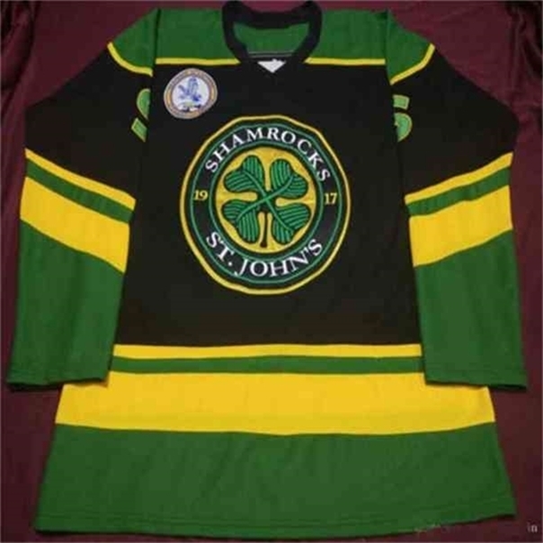 

C26 Nik1 Ross The Boss Rhea GOON Movie St John's Shamrocks MEN'S Hockey Jersey Embroidery Stitched Customize any number and name, White