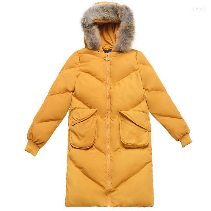 

Fashion StyleWinter Jacket Women Fur Collar Hooded Female Thick Down Cotton Ladies Slim Long Parkas Winter Kare22, Yellow