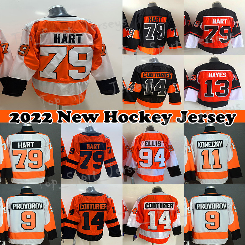 

Philadelphia''Flyers'' hockey Jersey 79 Carter Hart 89 Cam Atkinson 14 Sean Couturier 9 Ivan Provorov 74 Owen Tippett Men Youth Women jerseys, Black youth(kids)