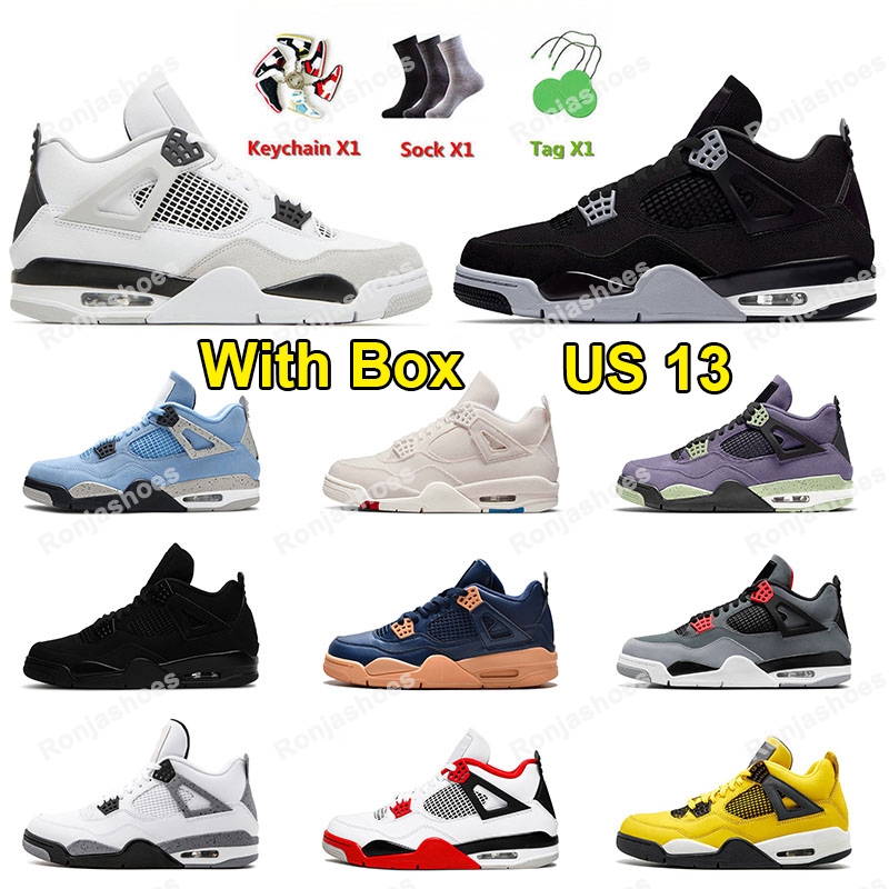 

With Box jumpman 4 4s basketball shoes Black Canvas Columbia Canyon Purple Red Thunder White Oreo men women Zen Master Starfish outdoor sports sneakers EUR 47, White cement