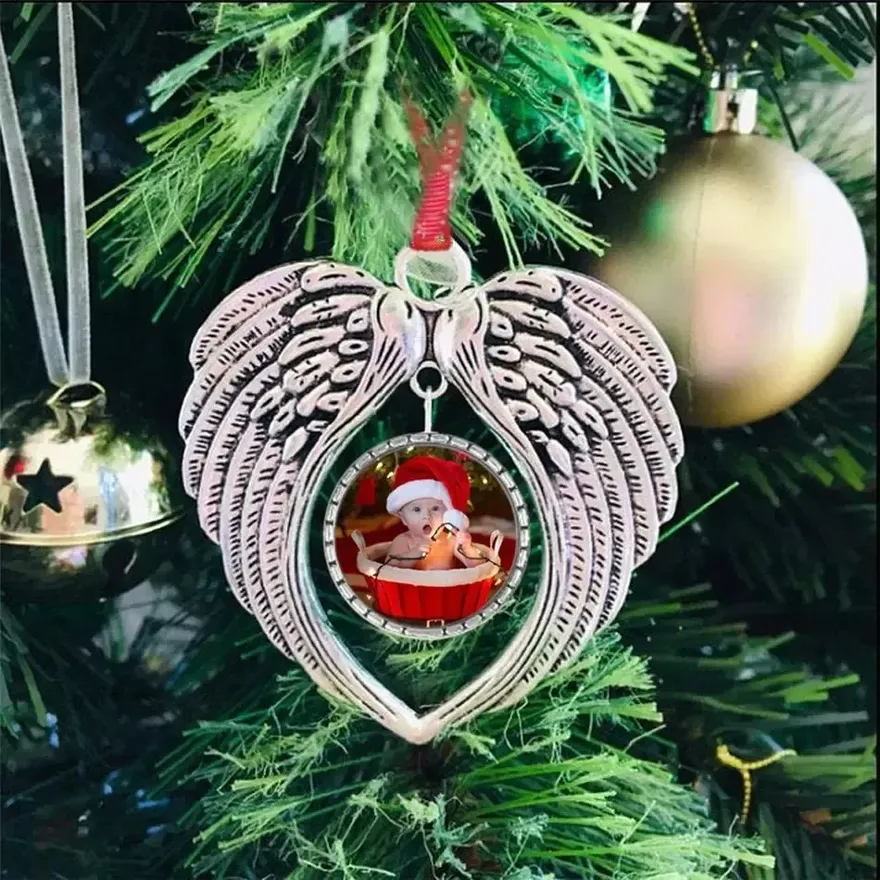 

DHL sublimation blanks angel wing ornament Christmas decorations angel wings shape blank add your own image and background 0725