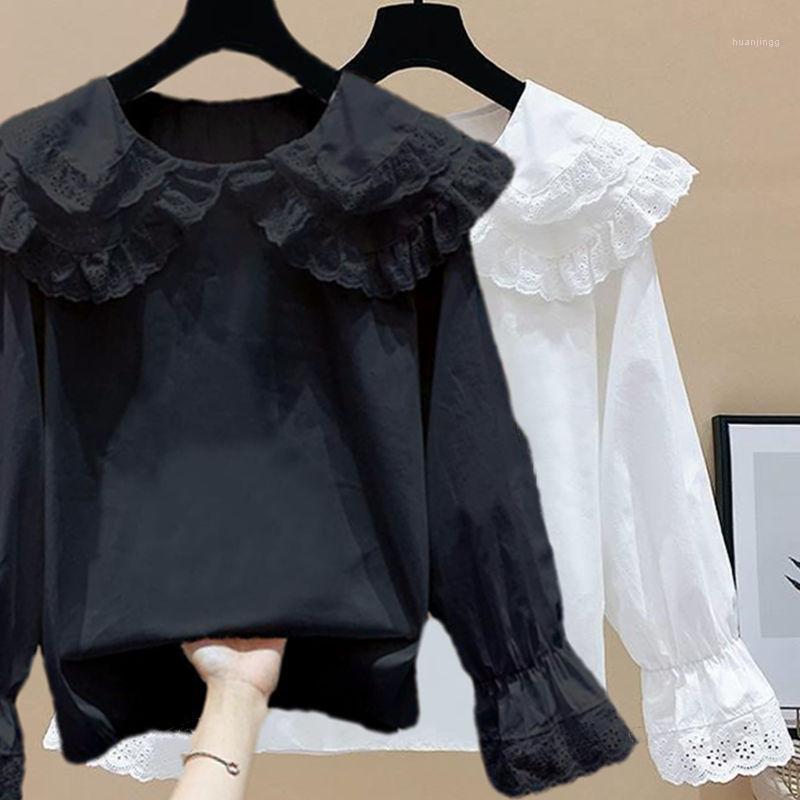 

Women' Blouses & Shirts Women White Shirt Long Sleeve Blouse Office Lady Satin Silk Tops Plus Size Woman Basic, Black