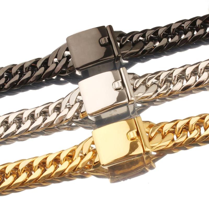 

Chains Heavy 16mm Polished Gold Silver Black Color 316L Stainless Steel Curb Cuban Link Chain Mens Necklace Or Bracelet 7"-40" Long