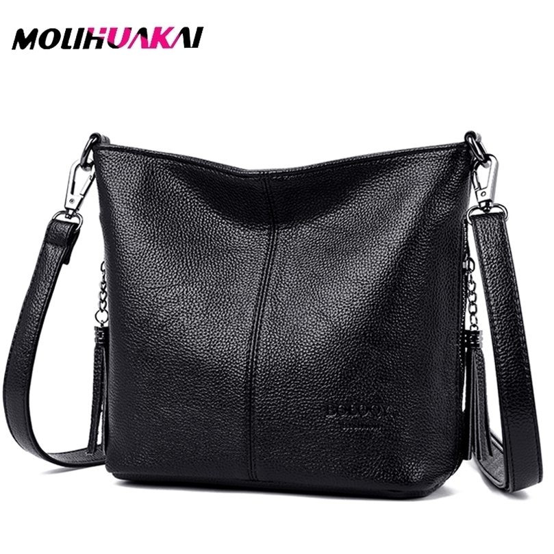 

Women Leather Bags Ladies Luxury Shoulder 's Handbag Female Messenger Bag Fashion Crossbody for Bolsas Sac 220322, Black