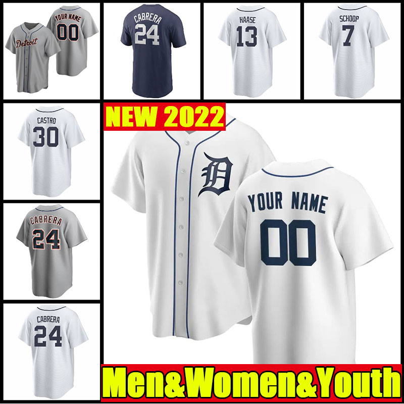 

28 Javier Baez Detroit 2022 Tigers Baseball Jersey Custom 24 Miguel Cabrera 7 Jonathan Schoop 8 Robbie Grossman Niko Goodrum Eric Haase Akil Baddoo Player Jerseys, As shown