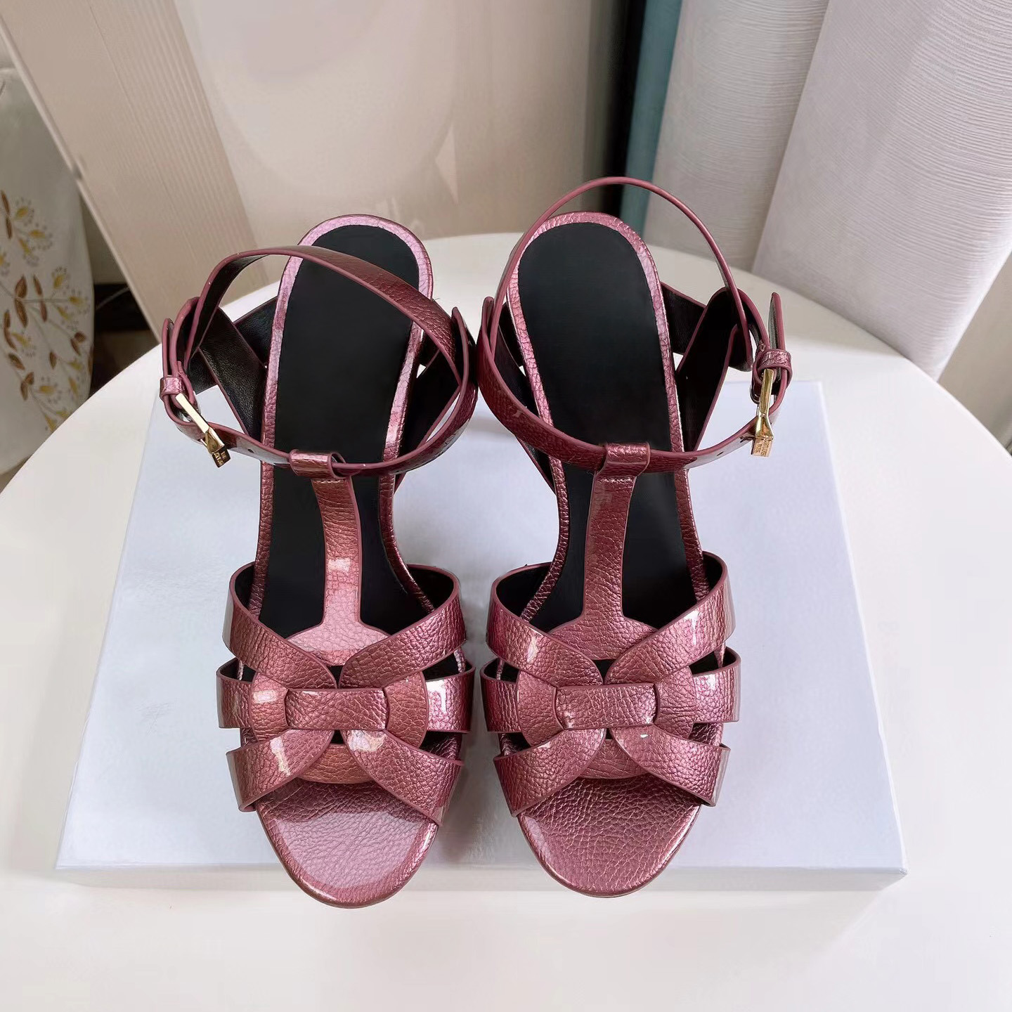 

Top quality platform Sandal green Purple Pink patent leather luxury designers sandals women Buckle strap stiletto heels shoes factory And footwear accessories, 1#