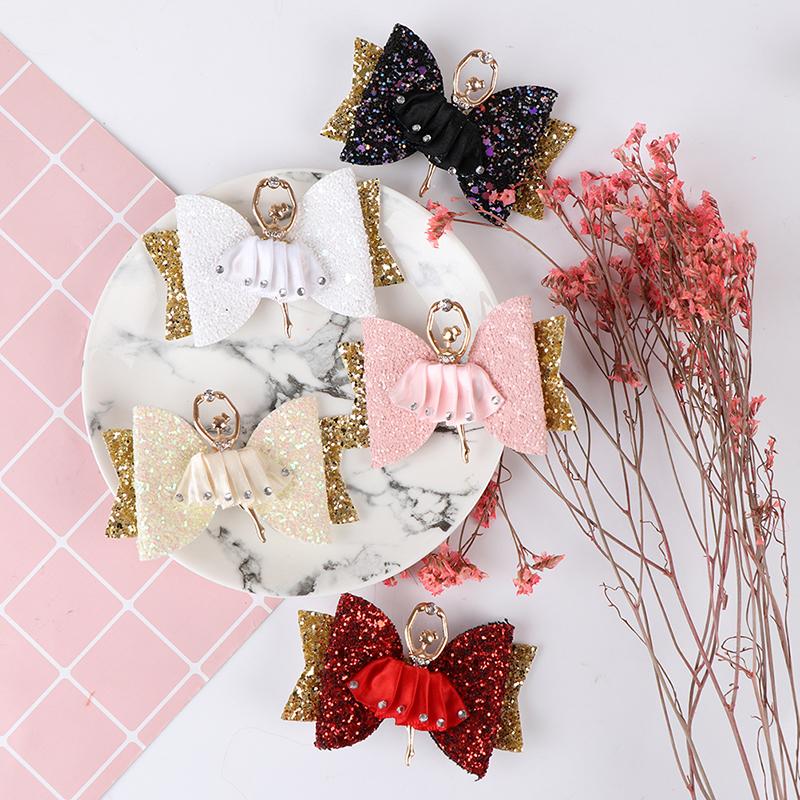 

Hair Accessories Thumblina Ballerina Glitter Bow Sparkly Clip For Women Girls Hairpin Children Kids Barrettes, White
