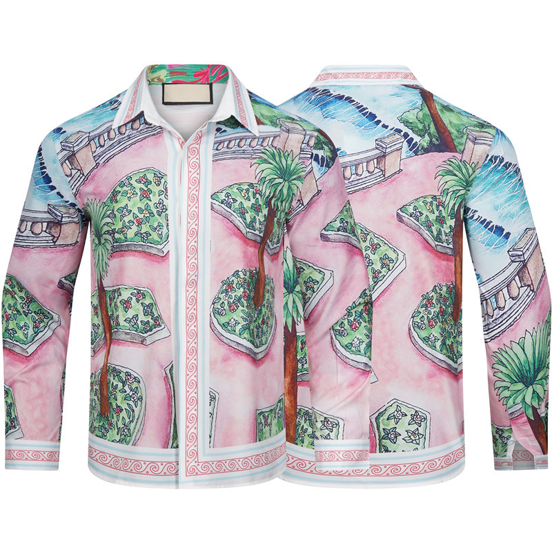 

Casablanca Shirts Sicilian fantasy island print short sleeve shirt summer fairy tale dream silk shirt