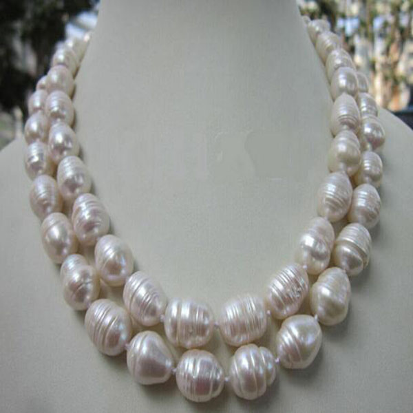 

11-13MM white freshwater Cultured baroque pearl necklace 18 INCH