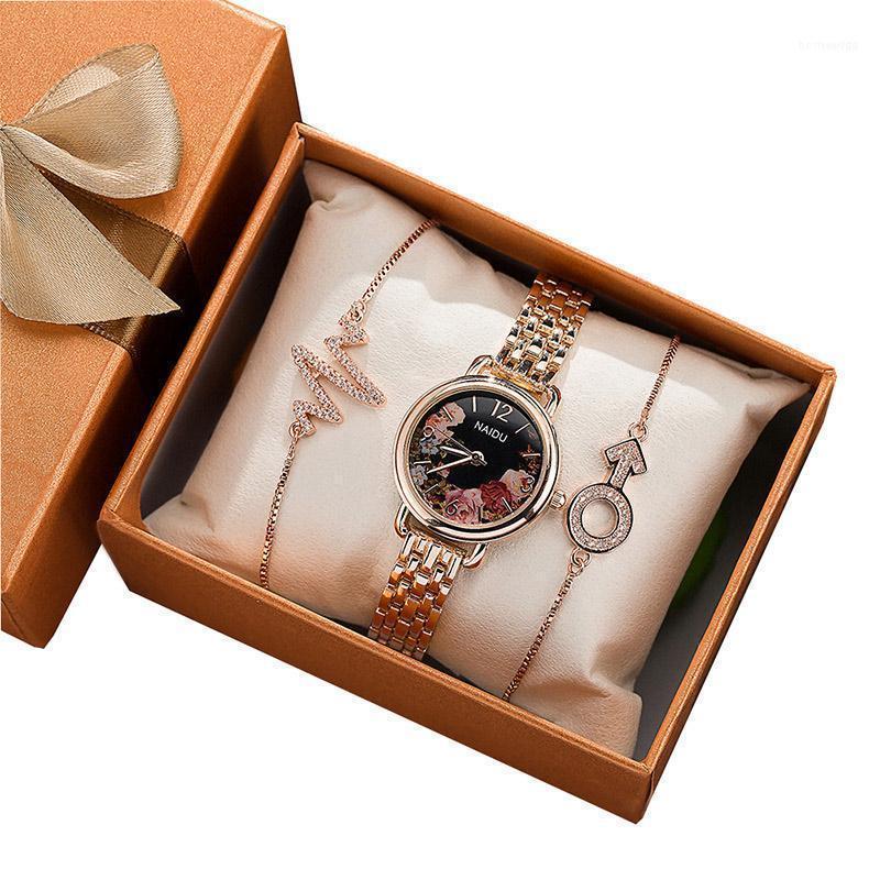 

Wristwatches Bracelet Watch Set With Gift Box Women Digital Round Dial Wrist Pendant LXHWristwatches